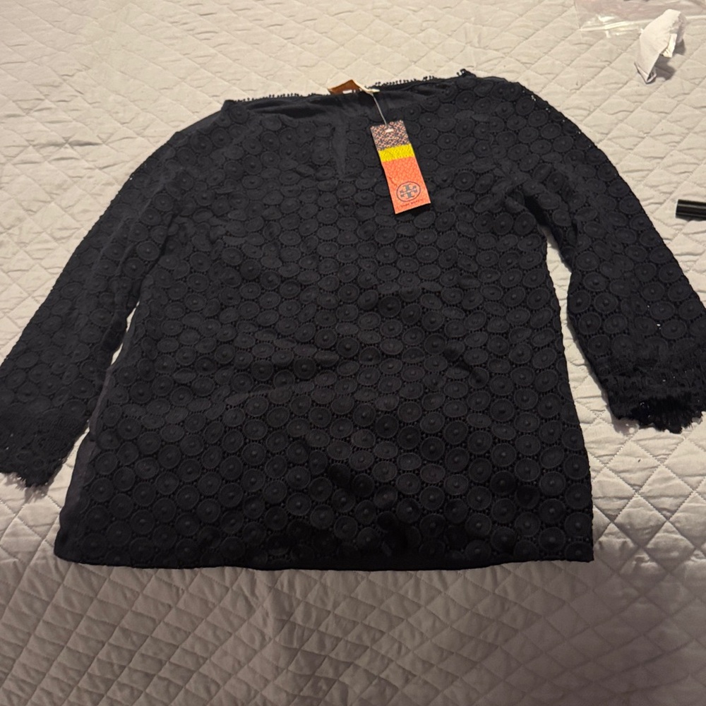 Tory Burch Navy Lace Top